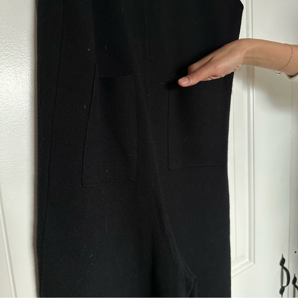 Black Zara Wide Leg Knit Jumpsuit with Pockets - Picture 3 of 6